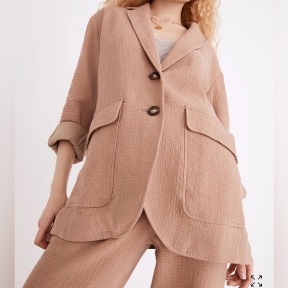 Madewell Larsen Blazer Cotton-Linen Relaxed Jacket W’s S Faded Earth Boho - Picture 4 of 16